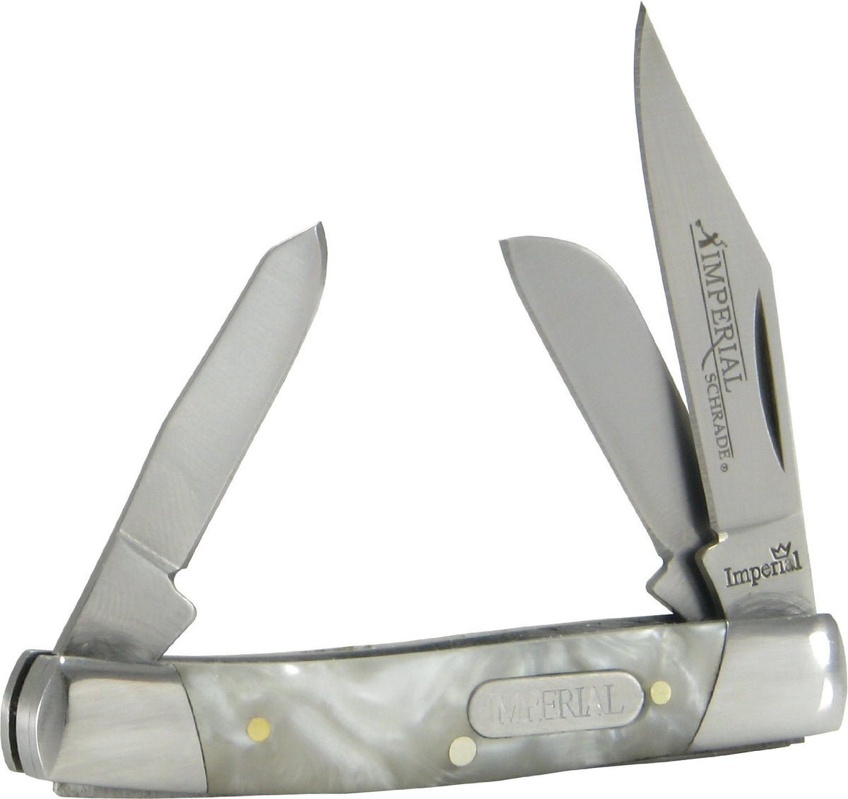 Small Folding Pocket Knife with 3 Blades - Cracked Ice Handle, 2.75" Closed