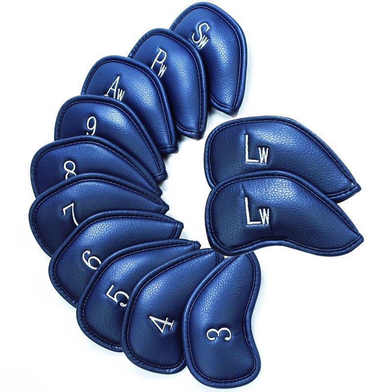 12 Pcs Leather PU Golf Club Head Covers Set - Universal Fit for Irons