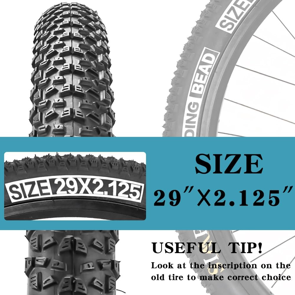 29x2.125 MTB Bike Tires with Tubes and Levers 2 Pack - Anti-Puncture