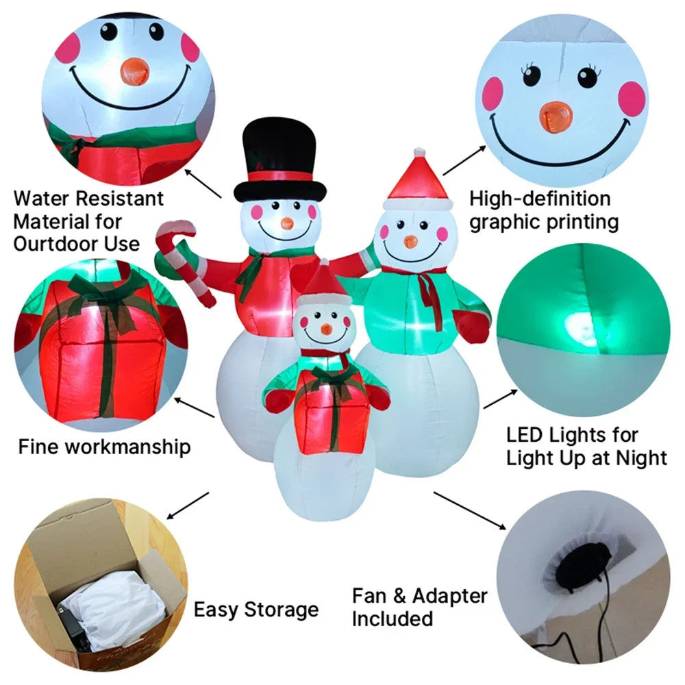 6FT Inflatable Snowman Family Christmas Decoration Waterproof Yard Decor