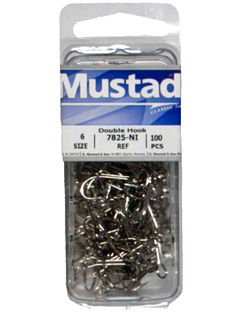Double Fishing Hooks Size 6 Nickel 100 Pack - Durable & Sharp Tackle