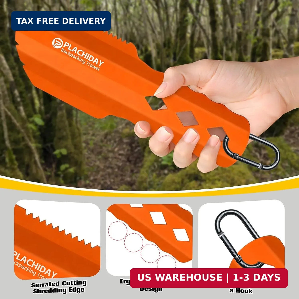 Ultralight Camping Trowel with Handle - Sand Shovel for Backpacking & Emergency