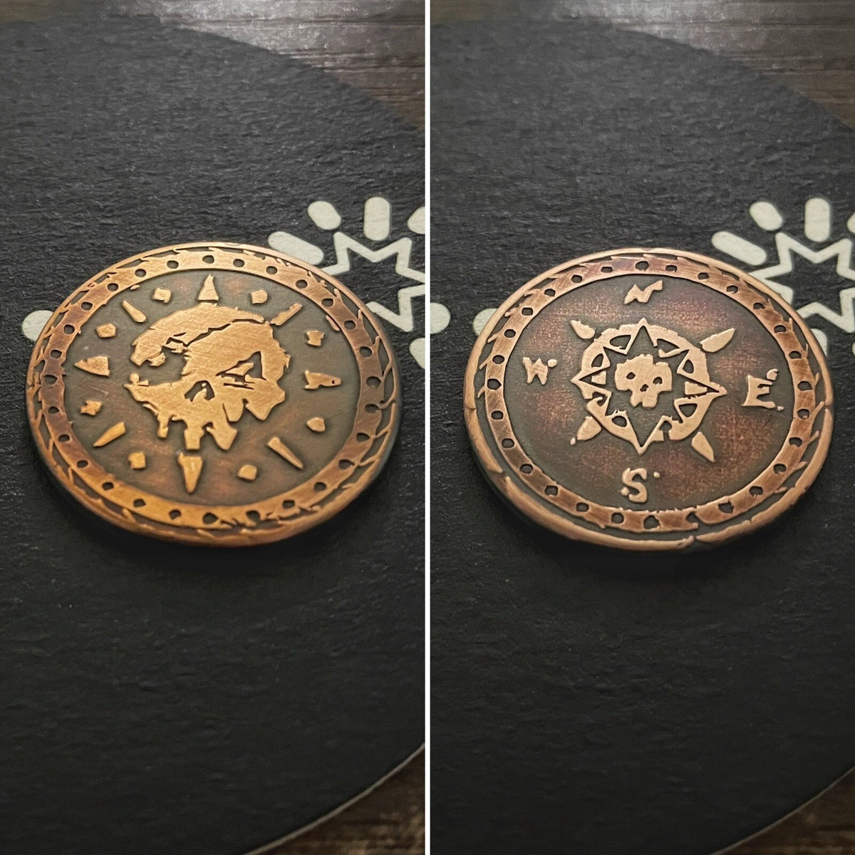 Sea of Thieves Pirate Coin Golf Ball Marker - Custom Copper 1.25" Laser Engraved