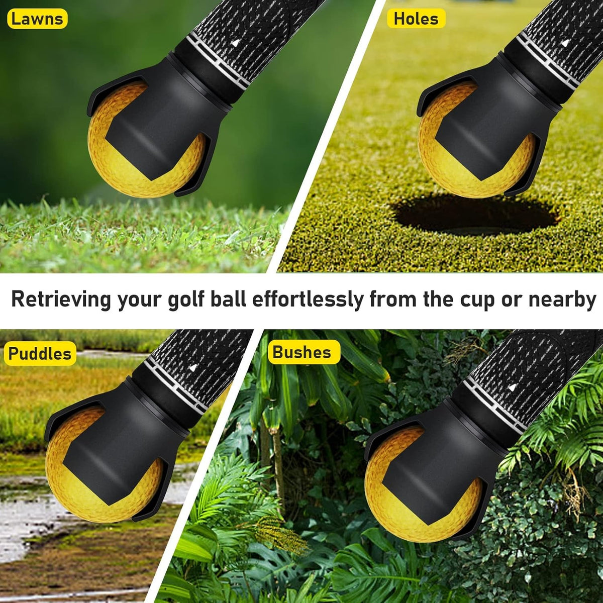 Golf Ball Retriever 4 Pack - Easy Pick-Up for End of Putter