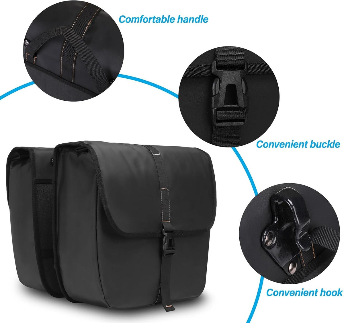 Waterproof 20L Bike Panniers 2-Pack Rear Rack Bags Cycling Storage