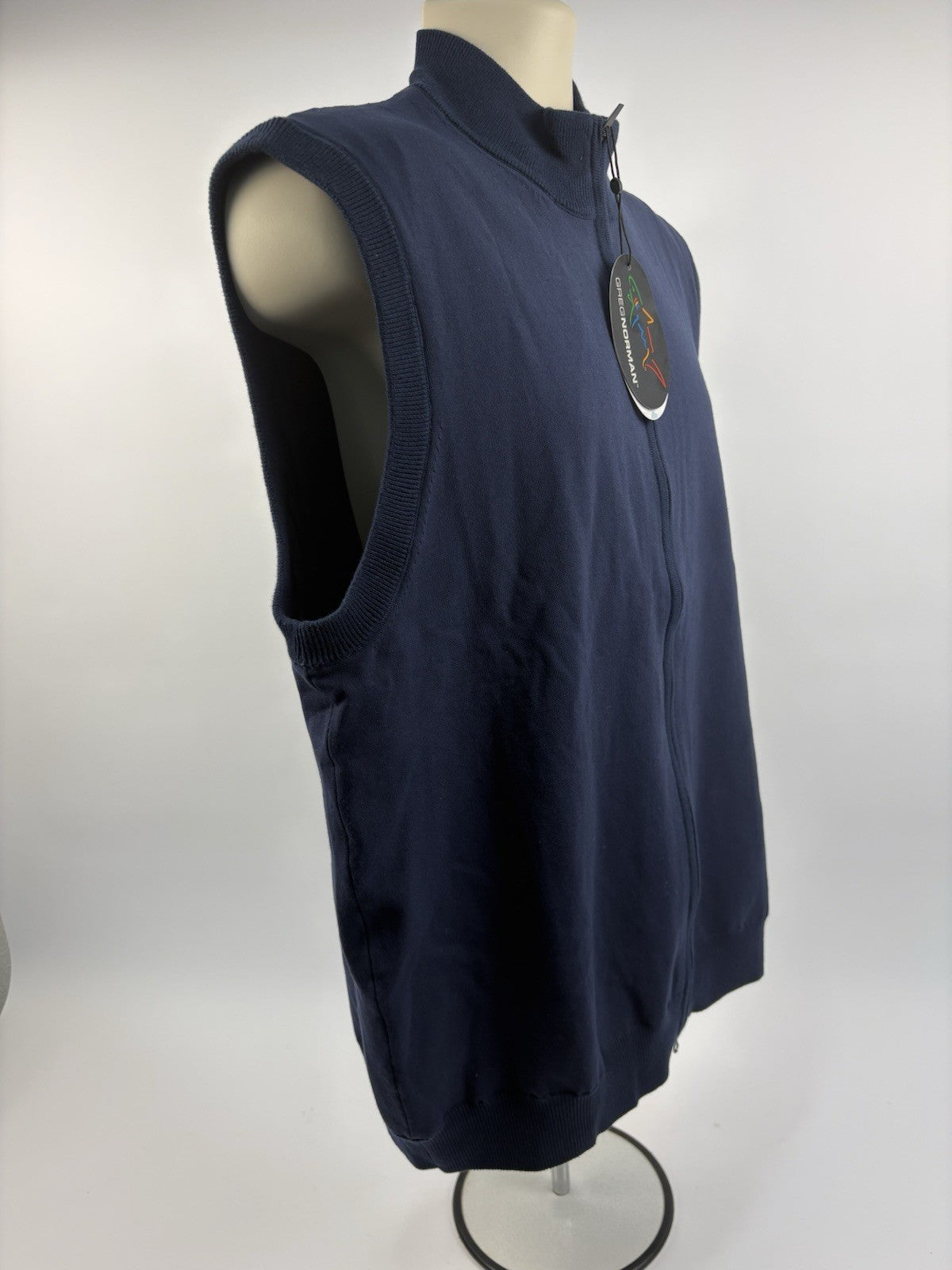 Men's Golf Vest Full Zip Weather Knit Fleece Navy Large