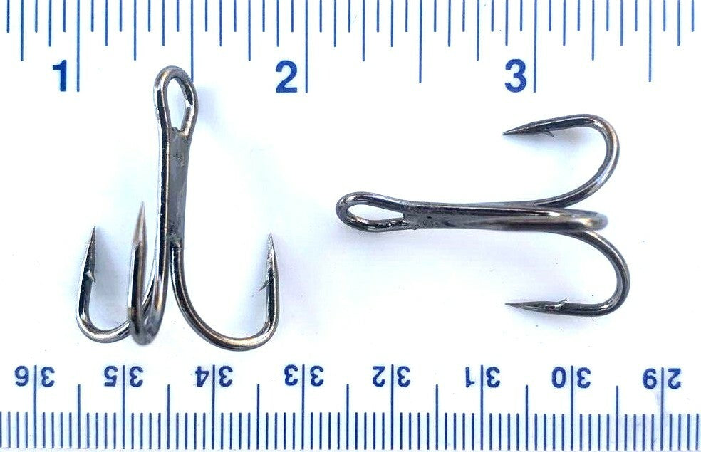 Fishing Hooks 50 Pack Round Bend Treble Fish Hooks Size 1 - High Carbon Steel