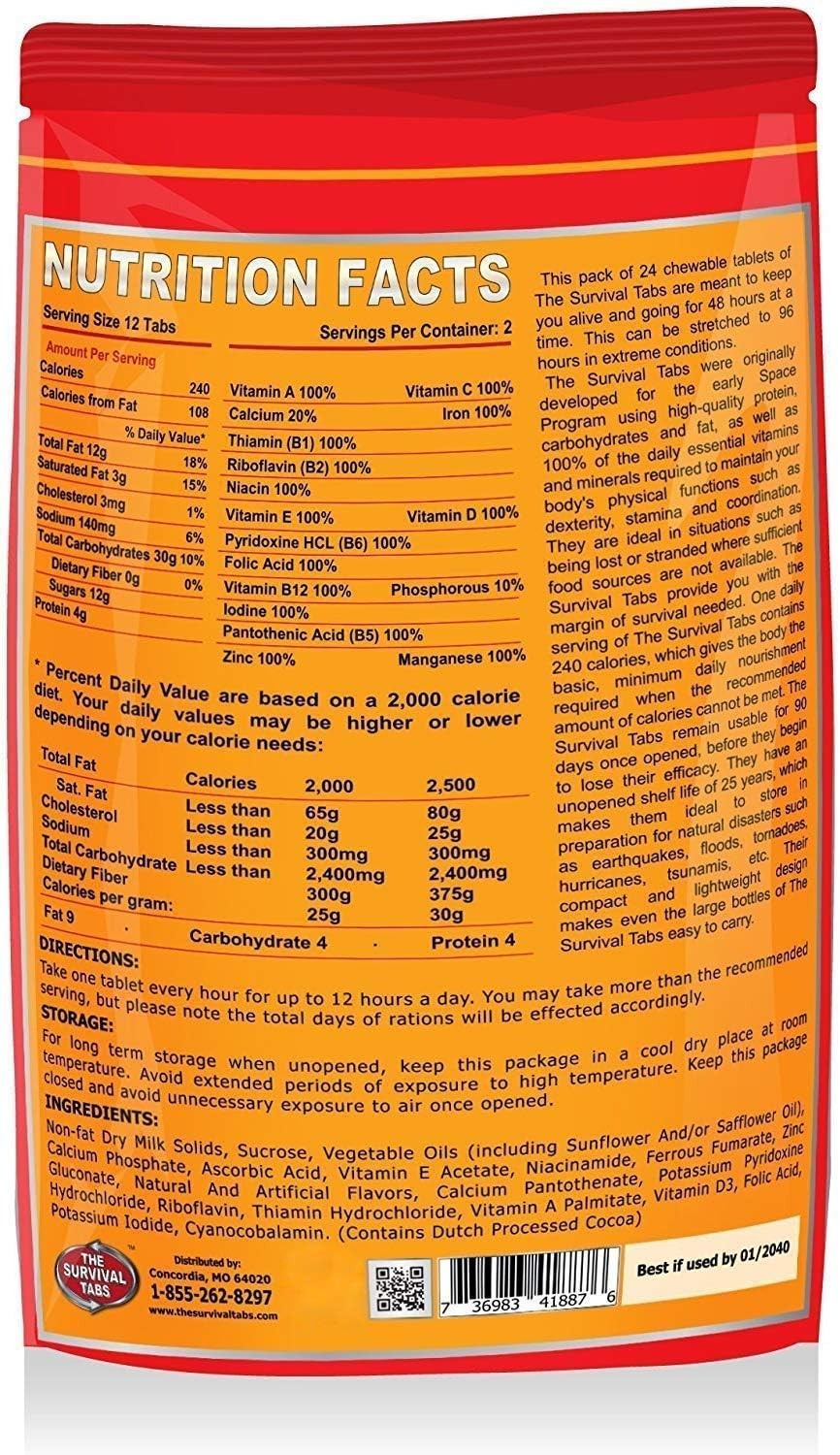Emergency Food Tablets Banana Flavor - Non-GMO, 24 Chewable Survival Pills for Bug Out Bags