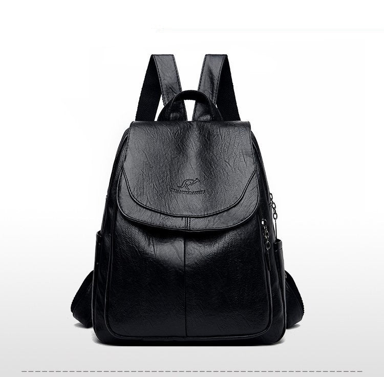 Women’s Artificial Leather Backpack - Luxury Designer Style, Soft Cowhide