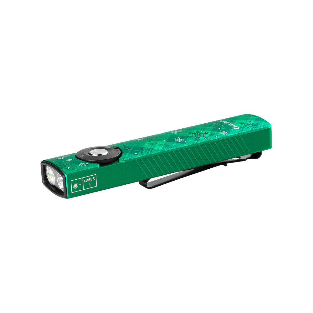 Olight Arkfeld Pro Snowflake Green CW & Red Oclip Gift Set - Portable EDC Flashlight with UV & Laser