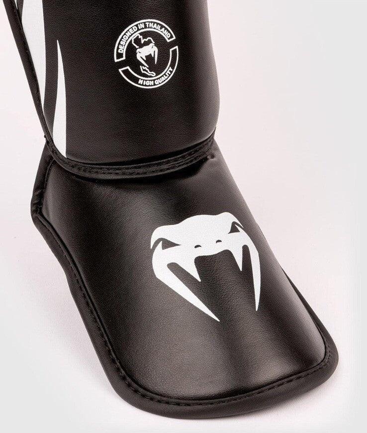 Kids Boxing Shin Guards - Medium Black & White Martial Arts Protective Gear