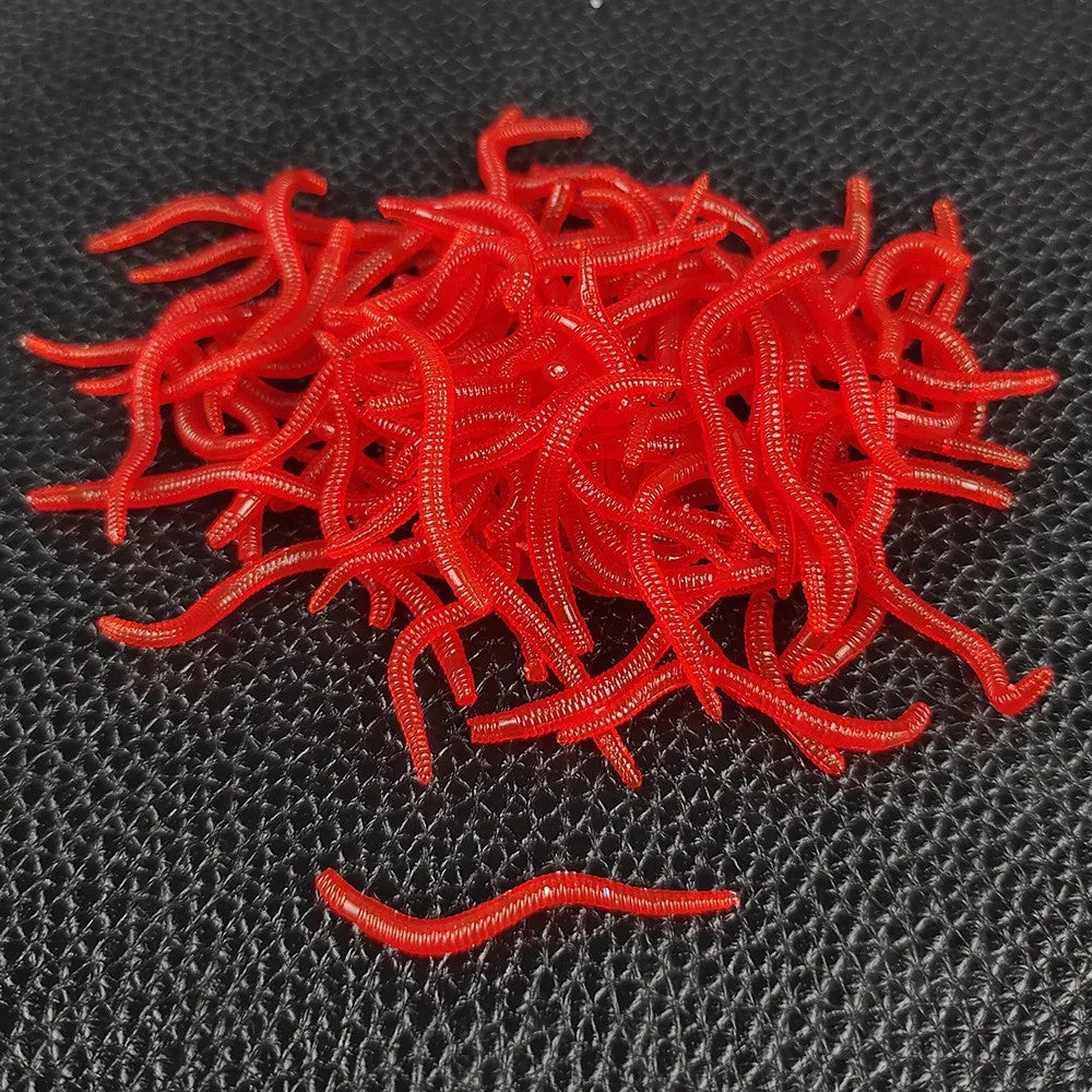 100PCS Soft Earthworm Fishing Baits - Red Worm Lures for Freshwater Fishing