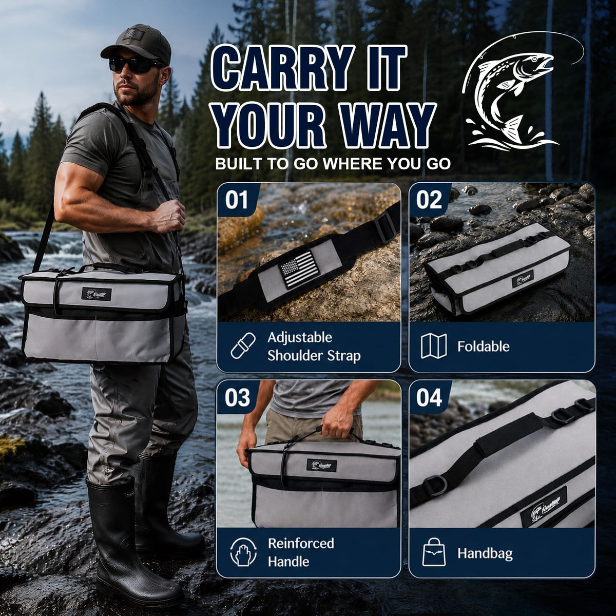 20L Water-Resistant Fishing Tackle Bag for Soft Plastic Bait Storage