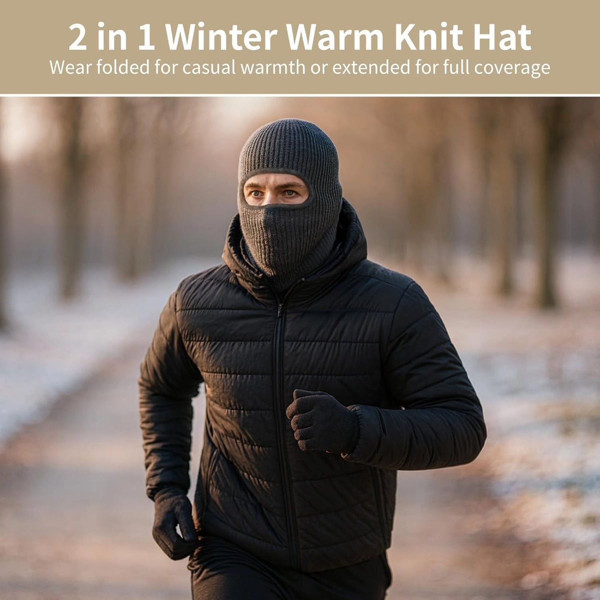Unbranded 2-in-1 Winter Balaclava Ski Mask Beanie - Foldable Thermal Hat for Men Women