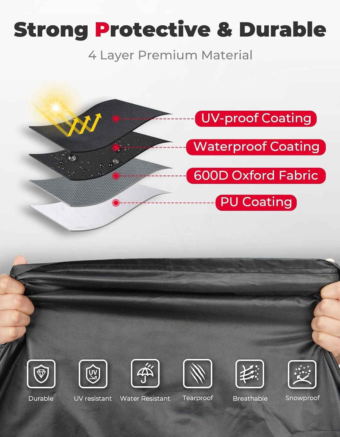 Heavy Duty Golf Cart Cover for EZGO Club Car 6/4+2 Passenger Black 600D