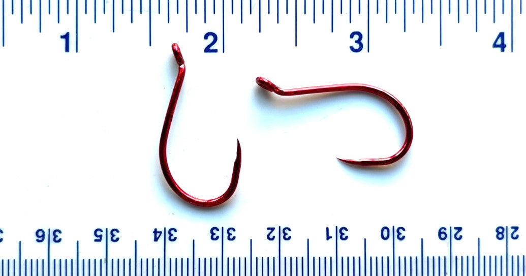 High-Quality Barbless Fish Hooks in Multiple Sizes - Red Chrome Octopus Tackle