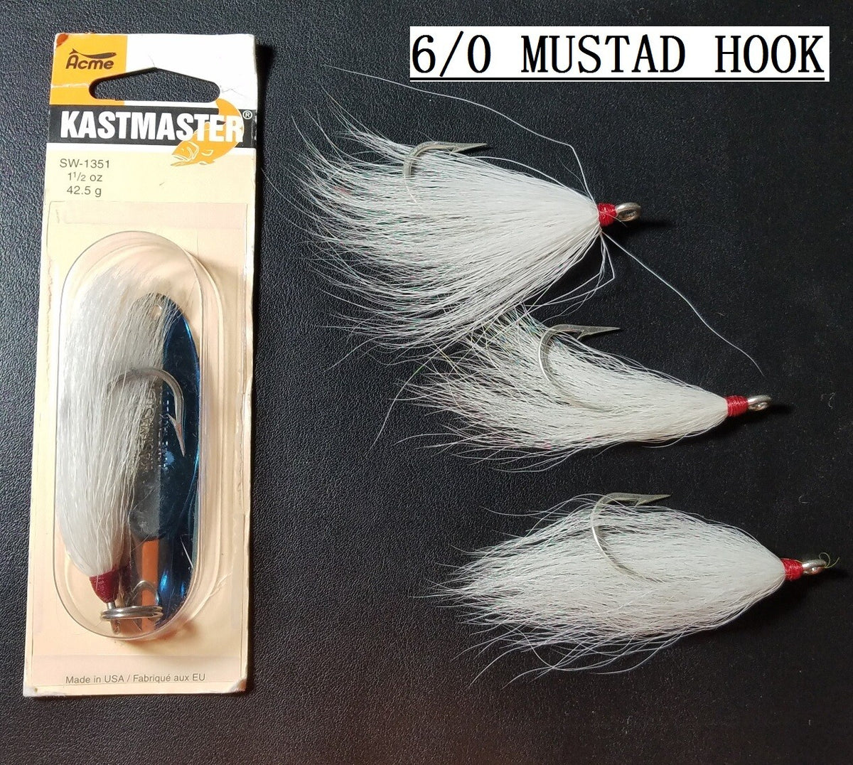 Fishing Bucktail Teaser Hooks Assortment – 5/0 & 6/0 Mustad Tied Hooks for Lures