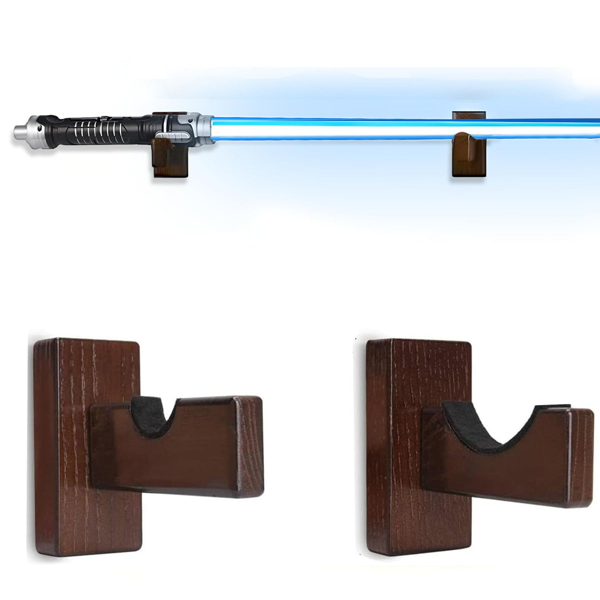 Lightsaber Wall Mount Rack Wooden Display Stand for Collectible Sword