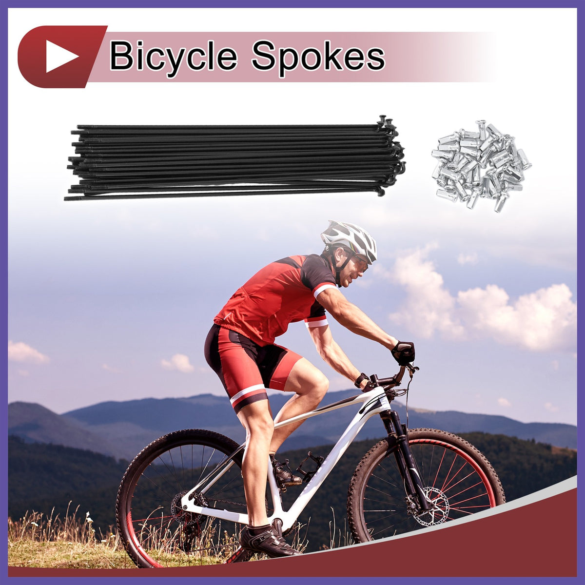 36-Piece Bicycle Spokes Set 210mm | 45 Steel Black Wheel Parts