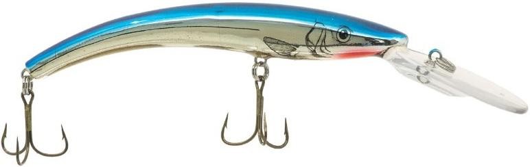 Deep Diving Minnow Lure - 4-9/16 Inch, 1/4 oz, Max 21 ft Depth, Chrome Blue