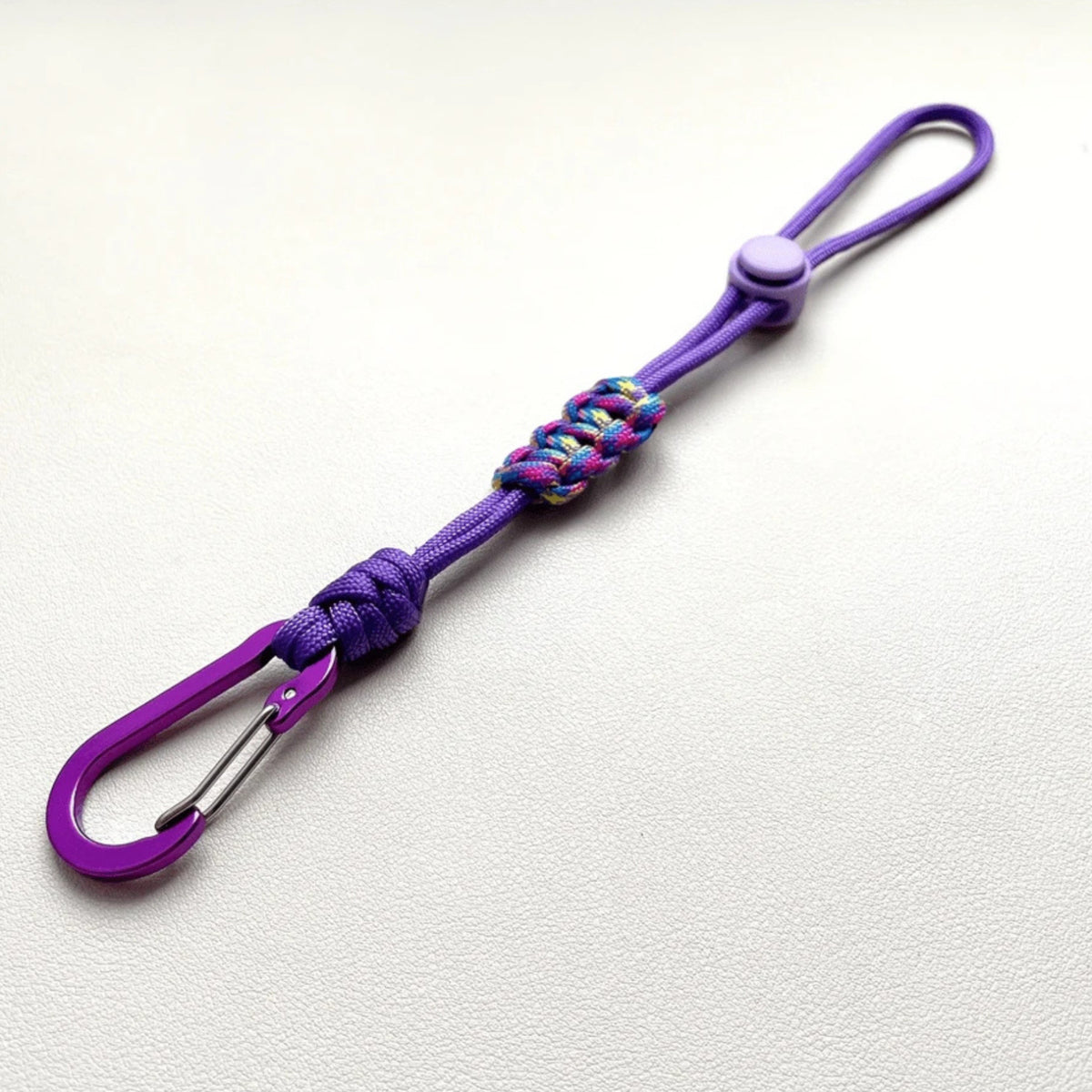 Adjustable Paracord Water Bottle Holder with Carabiner Keychain