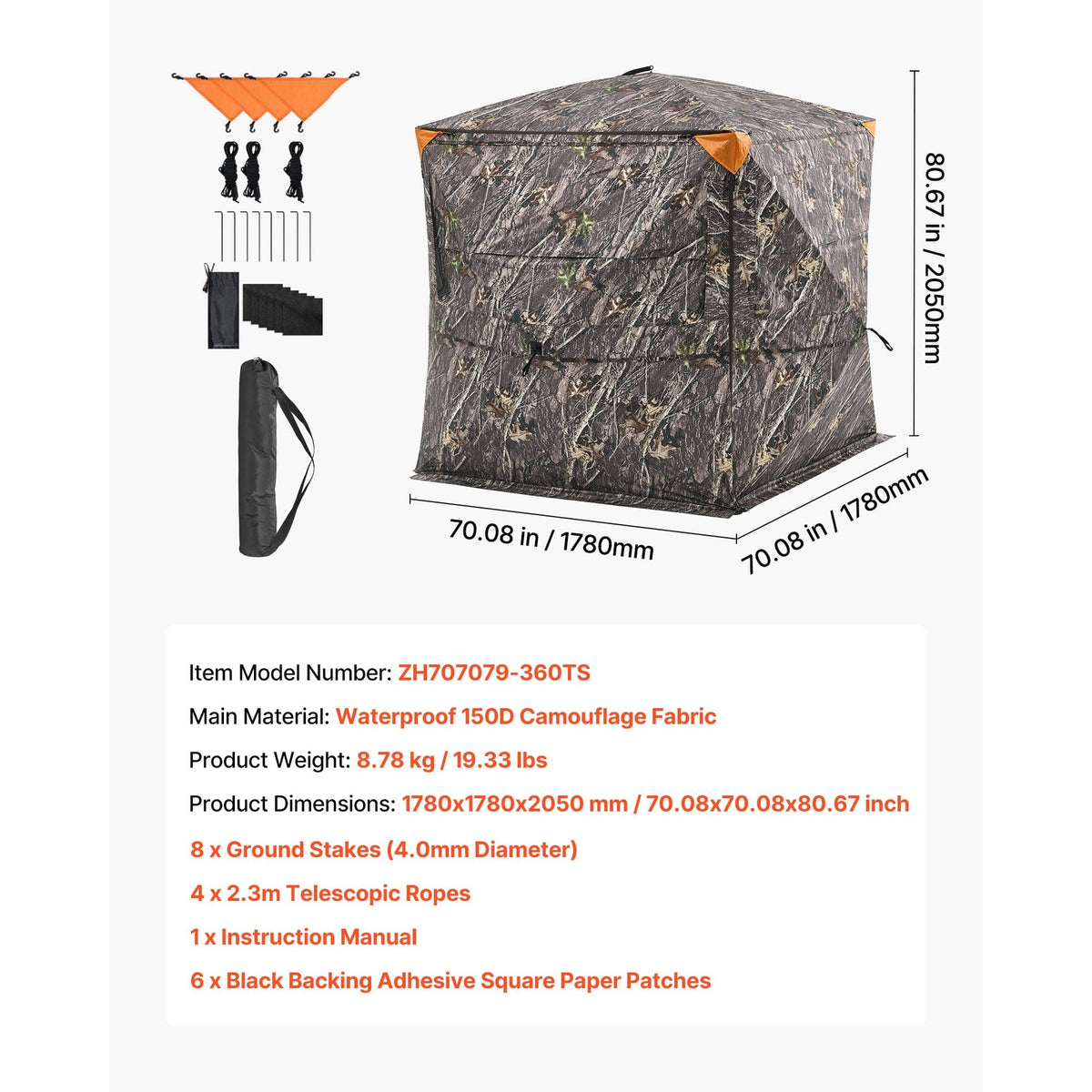 360° See-Through Hunting Blind for 4-5 Persons Ground Mesh Shelter