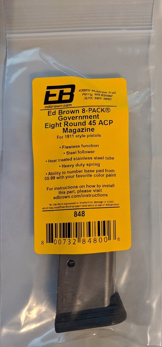 Full Size 1911 45ACP 8-Round Stainless Steel Magazine for Government Models