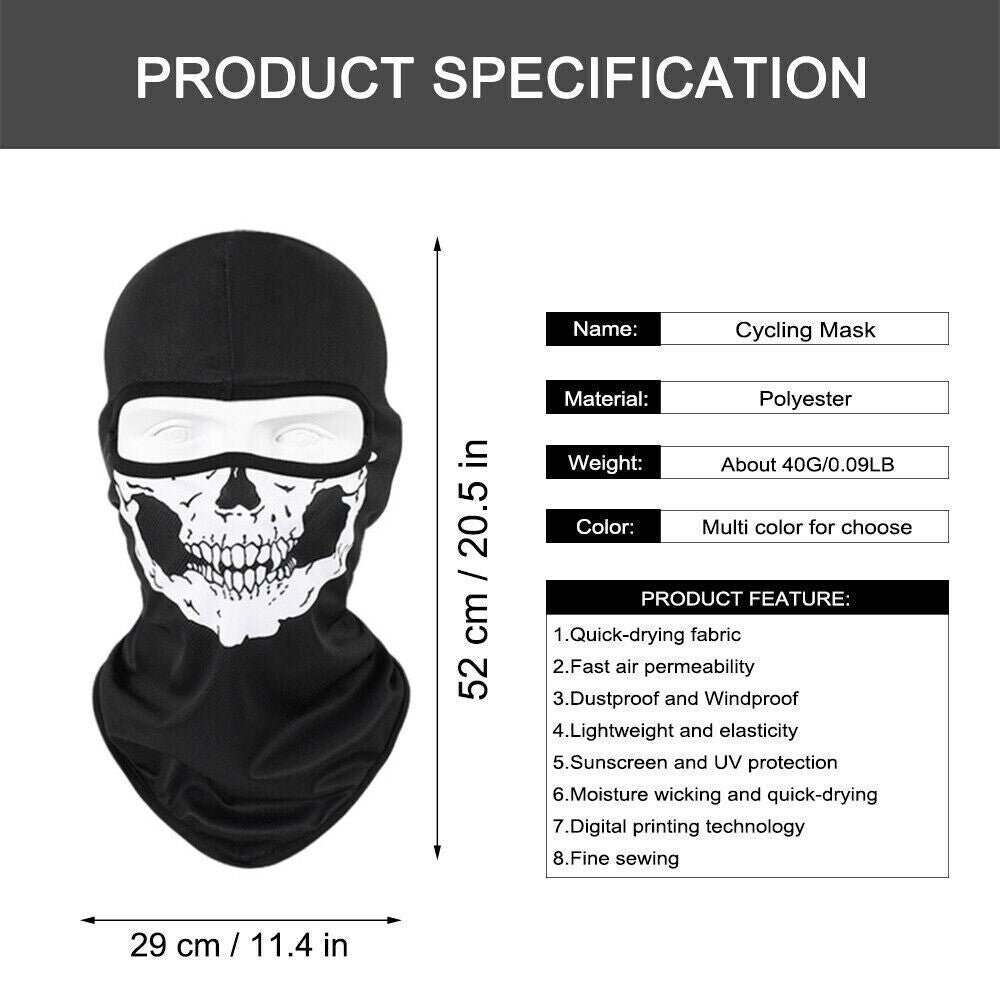 Full Face Balaclava Mask Skull Ghost Headwear for Sports Halloween