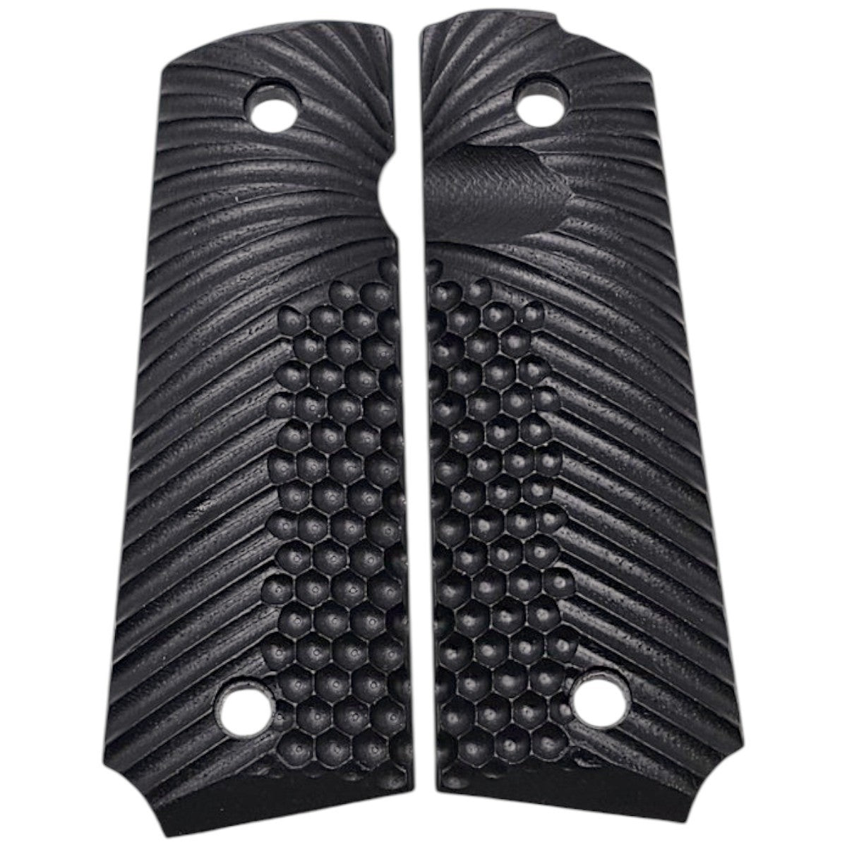 1911 Pistol Grips G10 Sunburst Texture Full Size Ambidextrous Black