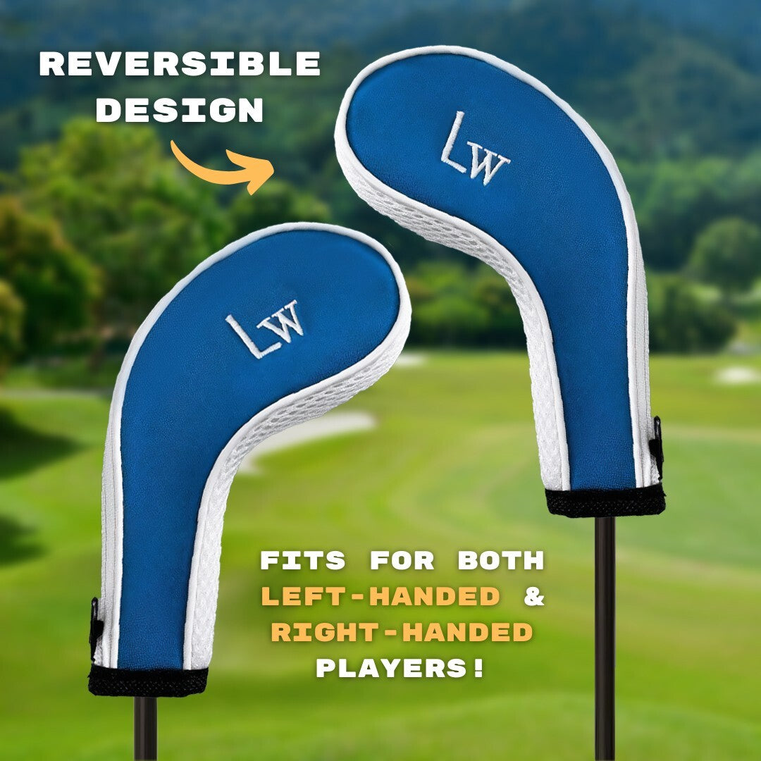 Golf Iron Head Covers 11-Piece Set Embroidered Numbers for Left & Right Handed Clubs Blue/White