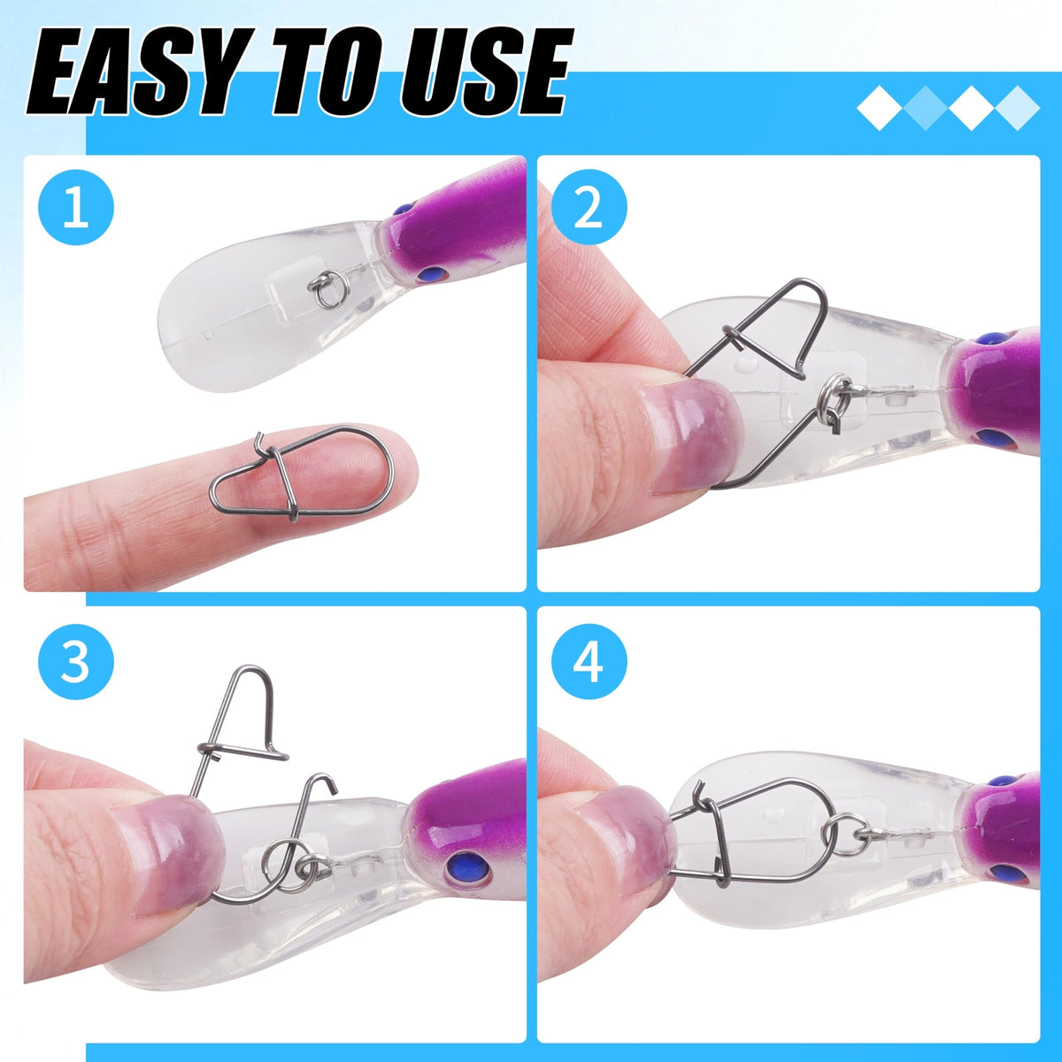 Stainless Steel Fishing Snaps for Crankbaits - Multiple Sizes & Quantities