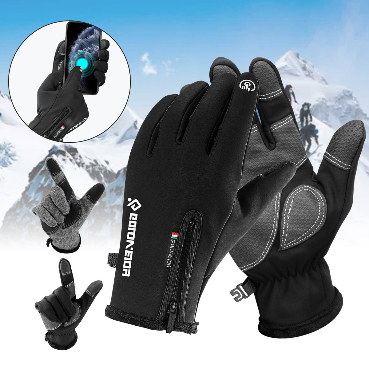 Winter Waterproof Touch Screen Gloves for Men Women - Windproof Warm Mittens