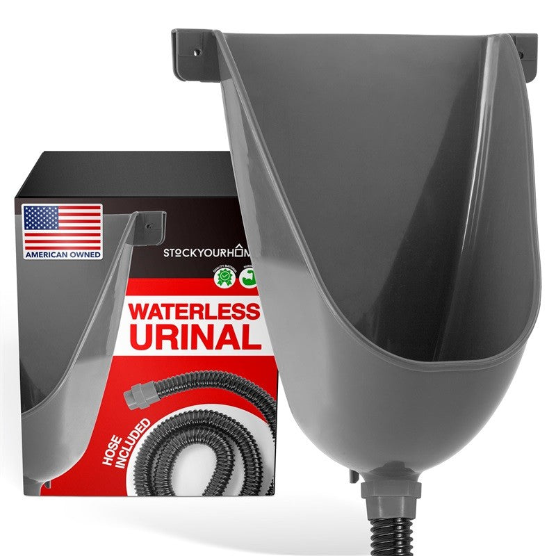 Waterless Urinal for Men Gray Plastic Portable Bathroom Fixture