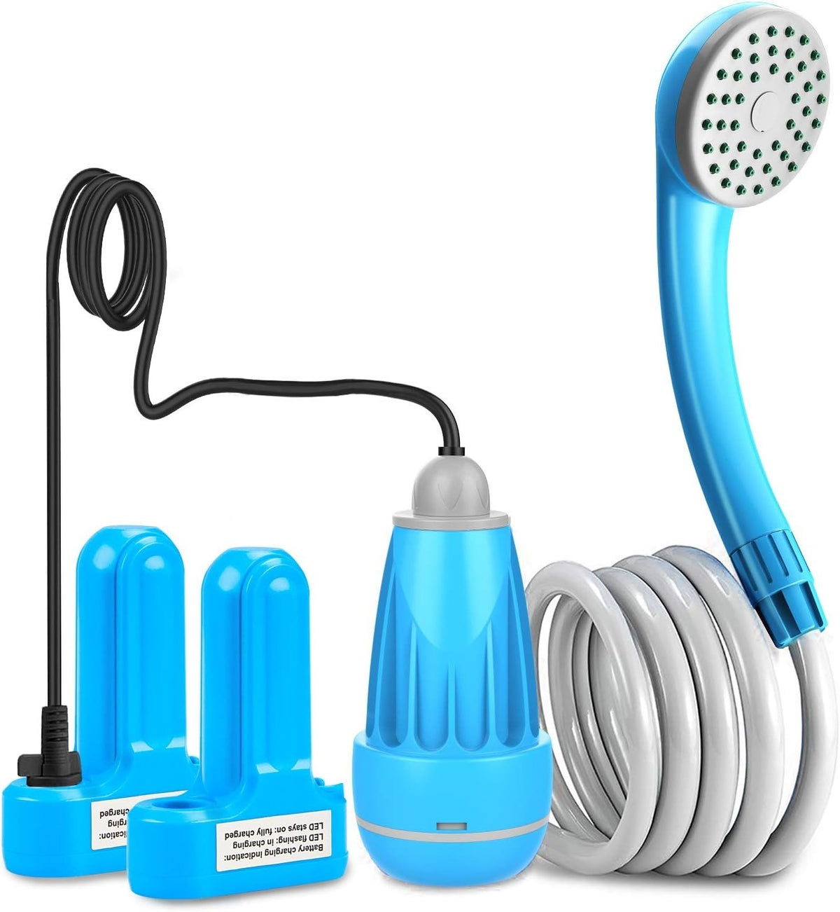 Portable Camping Shower Tent with Detachable Battery & LED Light