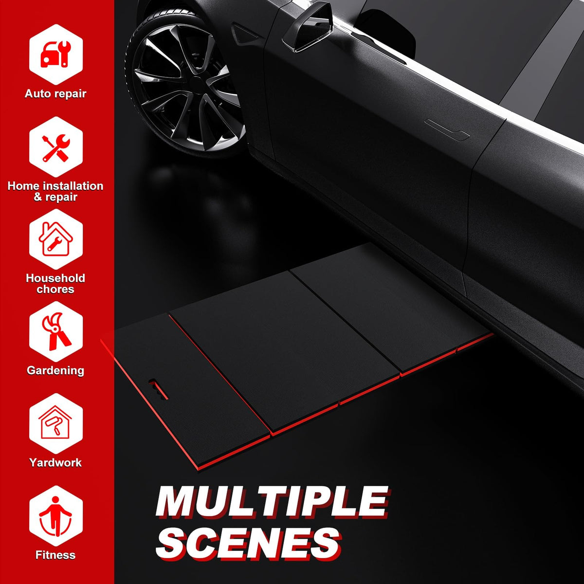 22.8 Inch Wide Foldable Magnetic Mechanic Work Mat with Tool Compartments