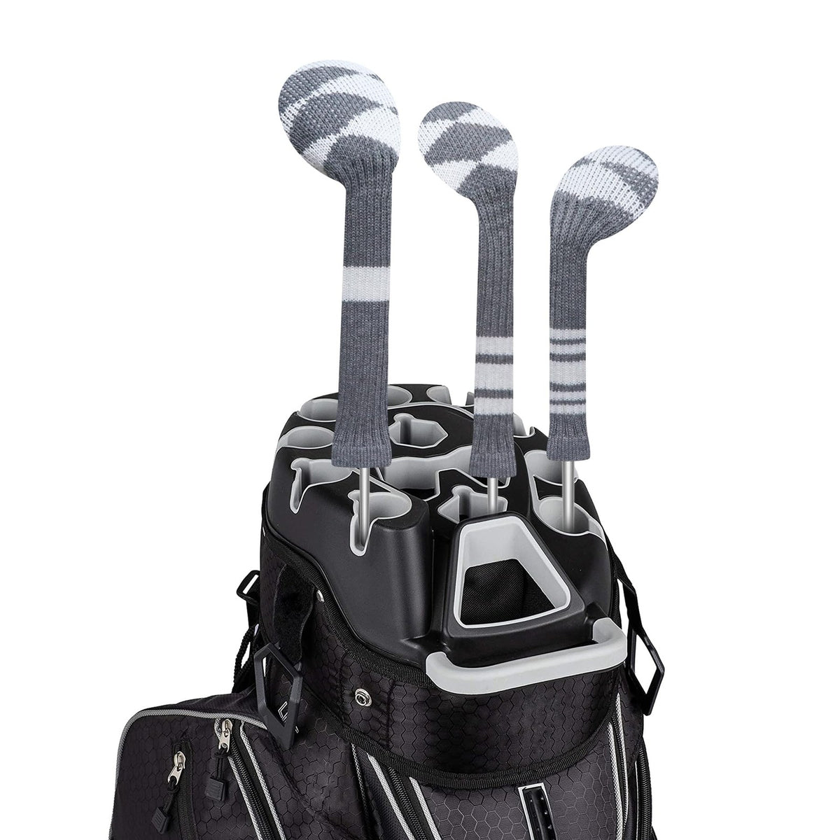 Knitted Golf Club Headcovers for Woods and Hybrids - Gray White Plaid