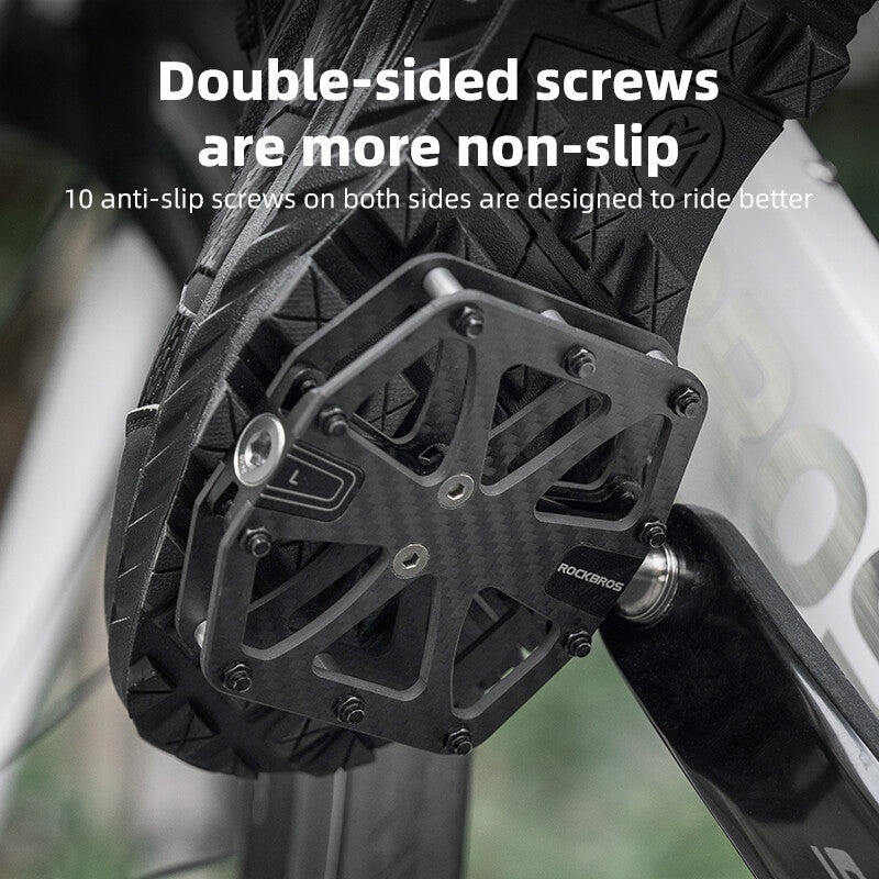 Carbon Fiber Bike Pedals 9/16" Flat Platform with Sealed Bearings - Lightweight & Durable