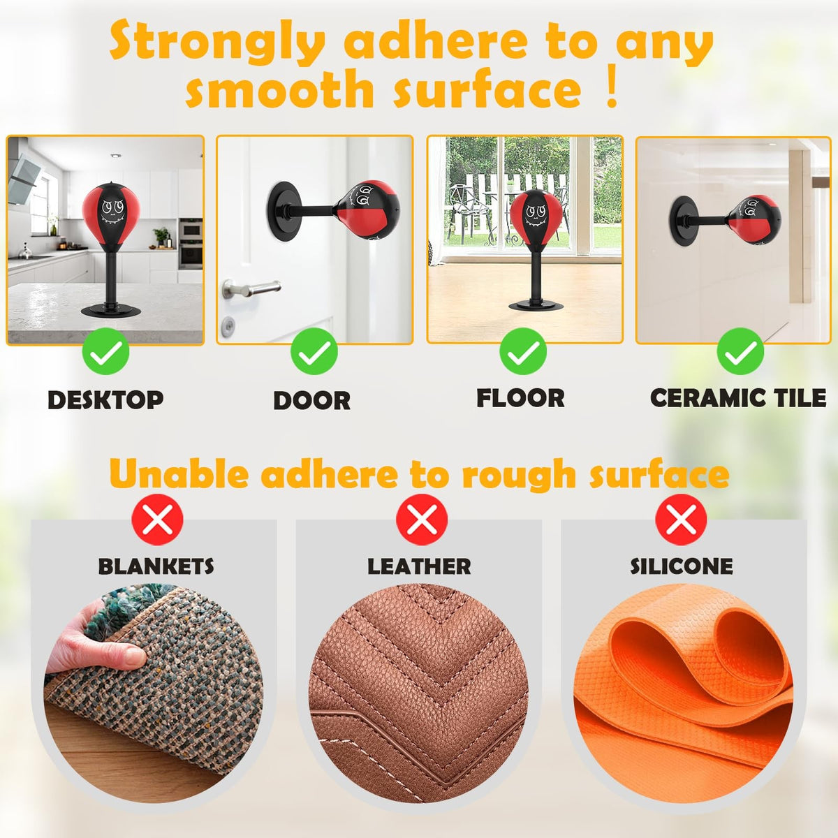 Desktop Punching Bag Stress Relief Toy with Strong Suction Base