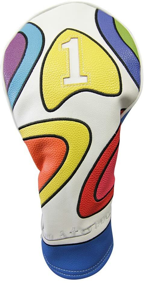 Retro Golf Driver Headcover - Vintage Leather Style Psychedelic Design