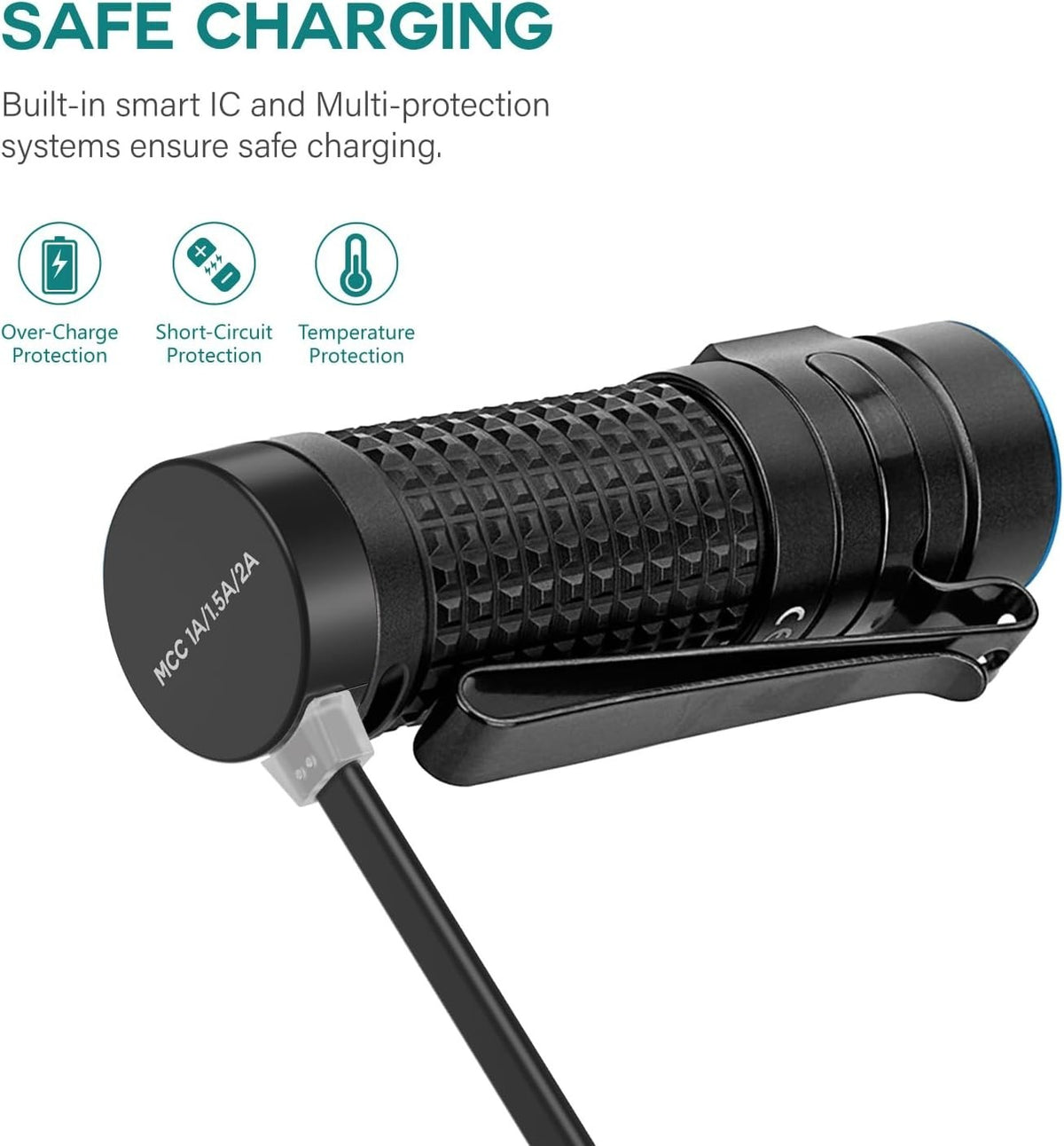 Universal Magnetic Charger for Olight Flashlights - Fast & Safe Charging