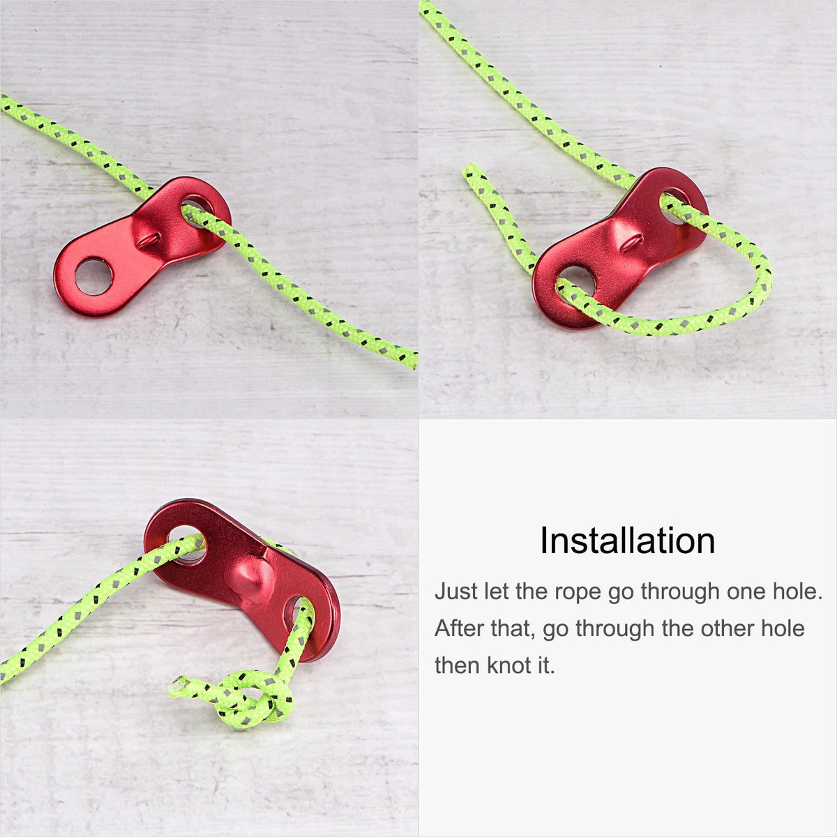 20pcs Aluminum Rope Tensioners for Tent Cords Red 7mm Dia Camping Gear