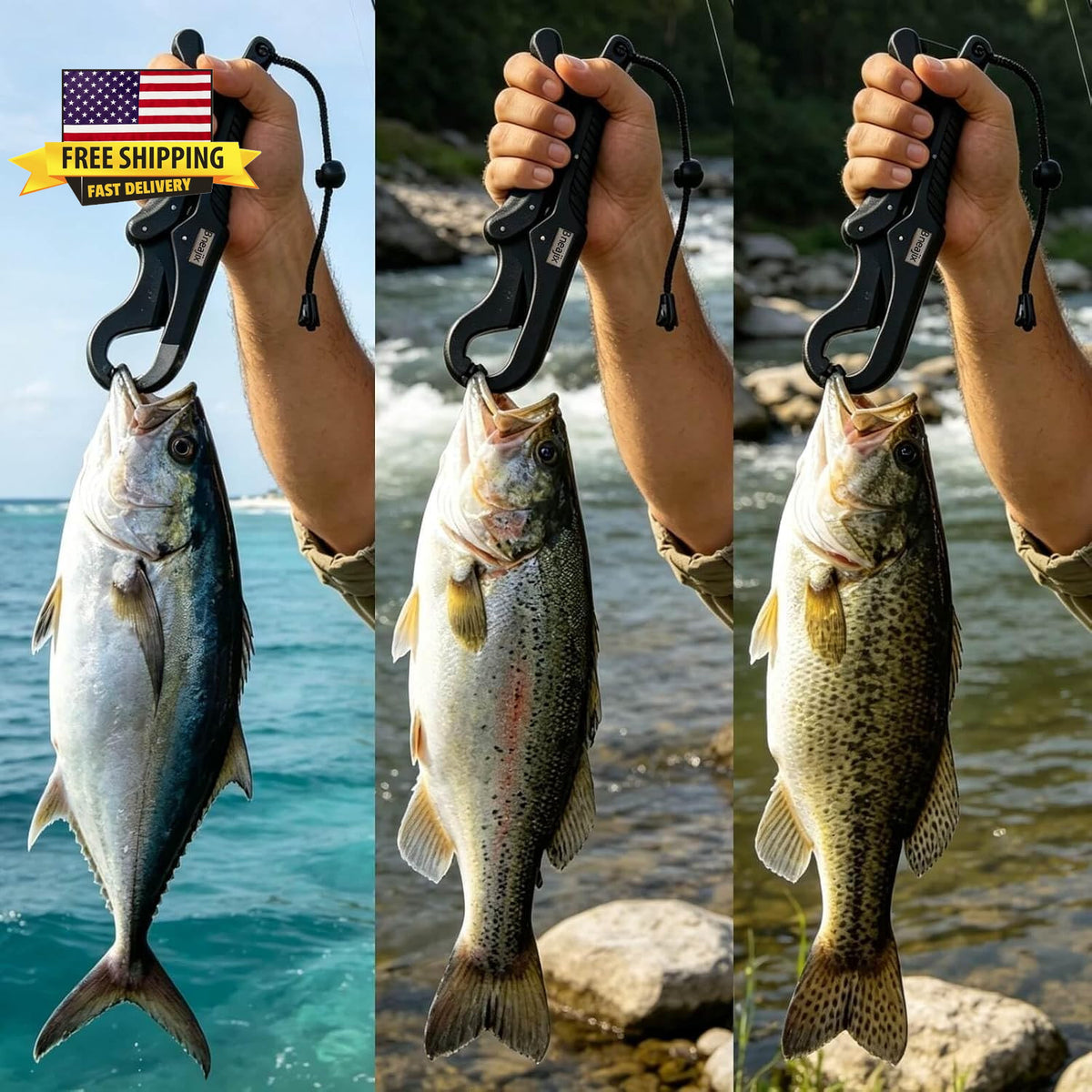 9.5-Inch Floating Fish Lip Gripper with Lanyard - Fish Hook Removal Tool