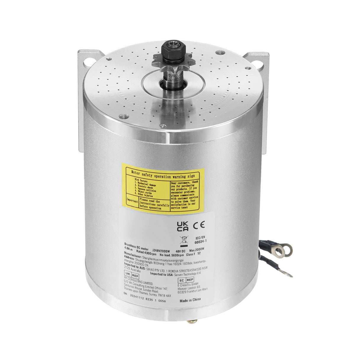 48V 2000W Brushless DC Motor Kit with Controller for Electric Bikes & Scooters