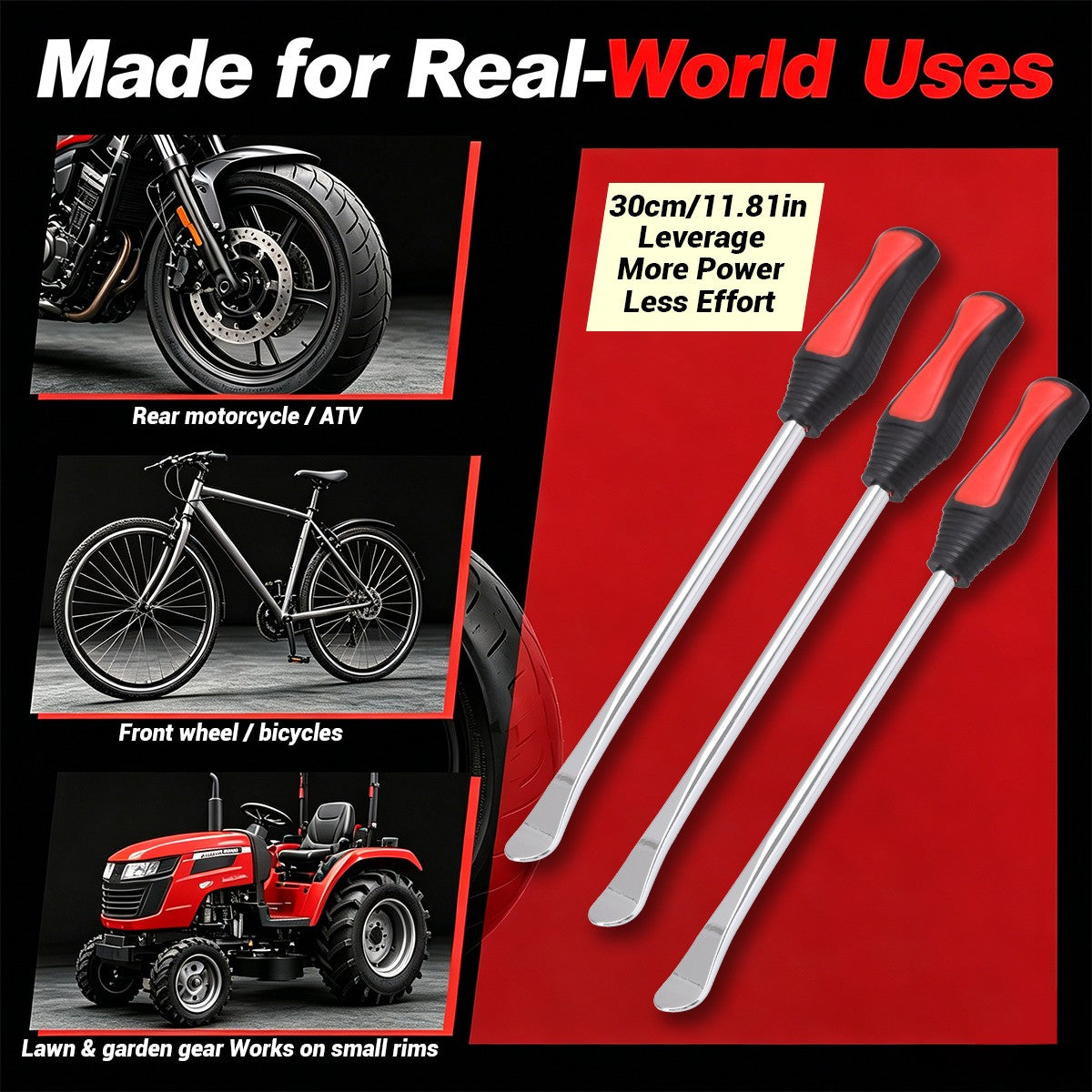 Motorcycle Tire Levers Steel Tool Set with Rim Protectors and Valve Tools