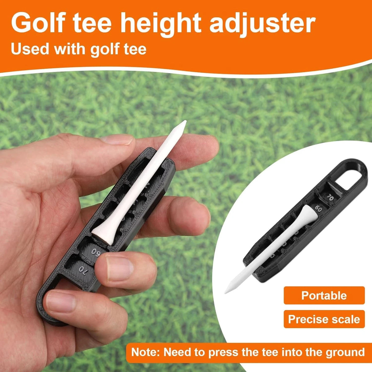 Golf Tee Height Adjuster 6-Setting Plastic Positioner & Training Aid - 2 Pack