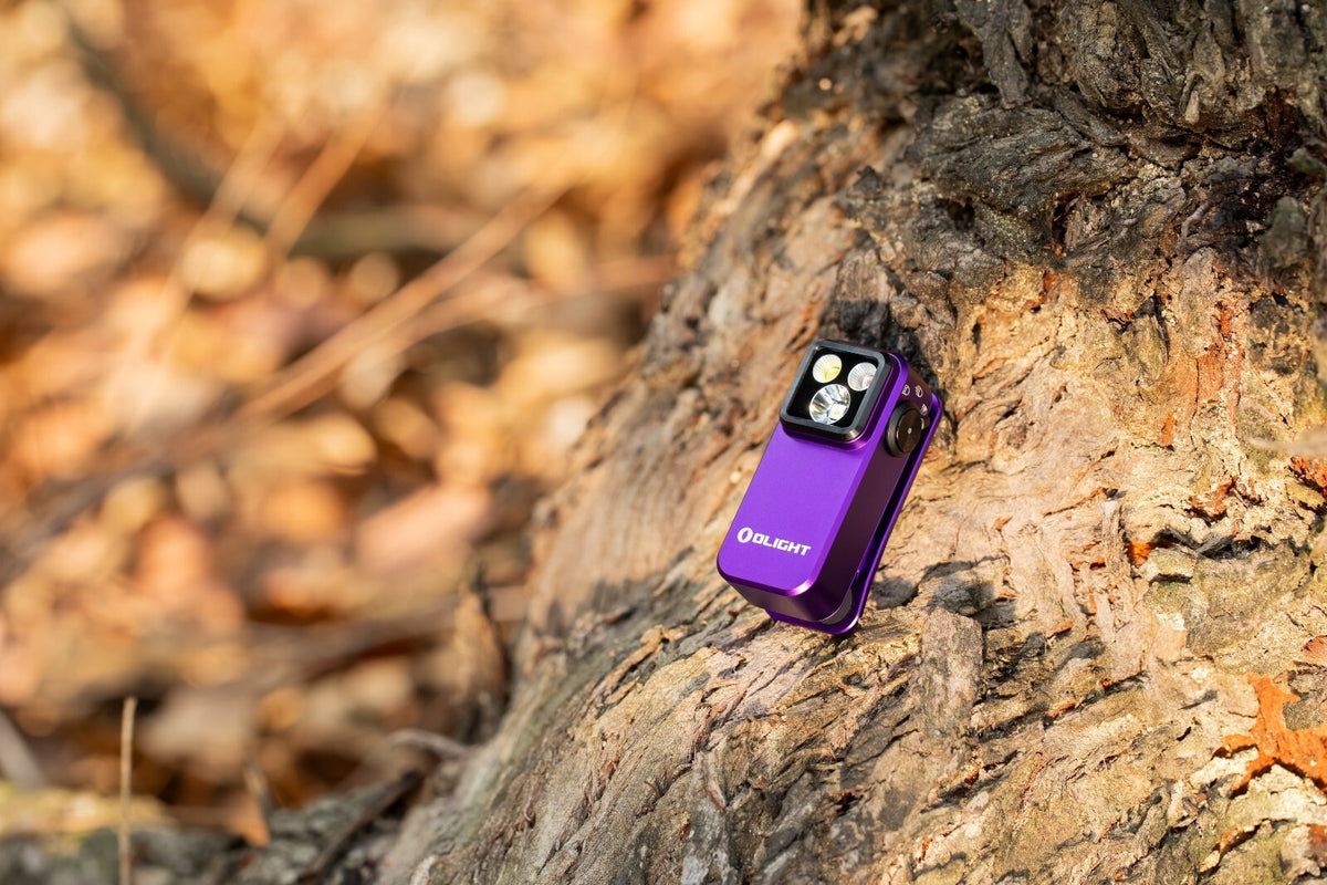 Olight Clip Pro Purple Clip-On Flashlight with Floodlight and Red Light - 500 Lumens
