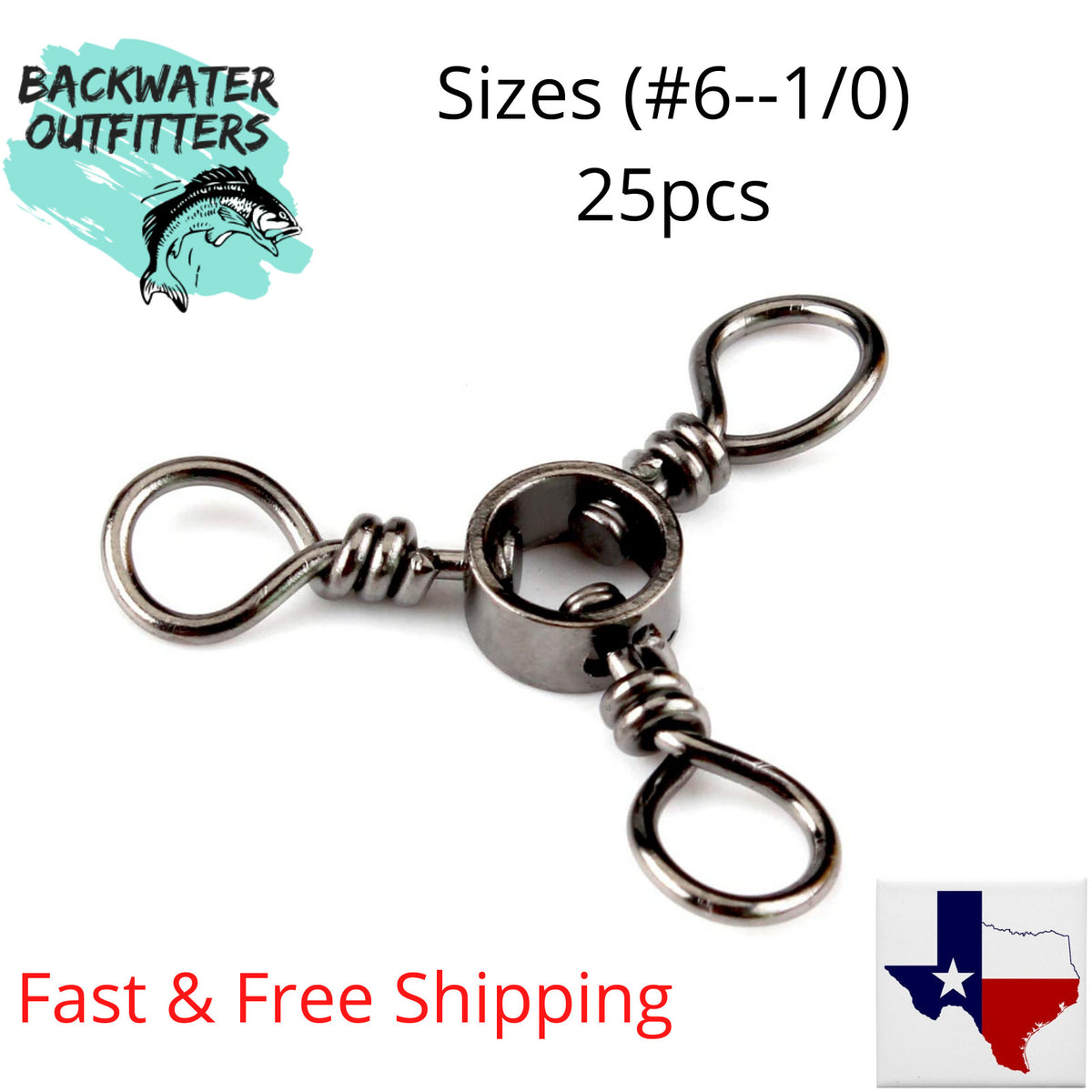 Stainless Steel Three Way Swivels Pack of 25 - Fishing Tackle Hardware