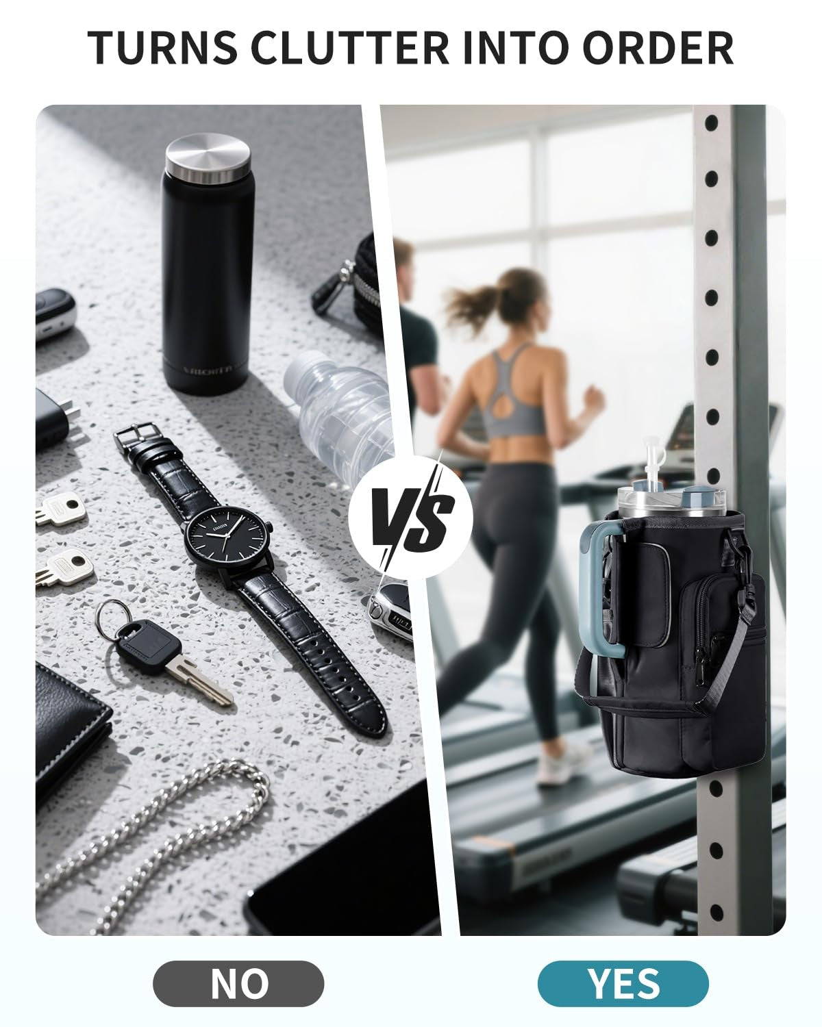 Magnetic Water Bottle Holder for 40oz Tumblers with Pockets - Gym & Travel