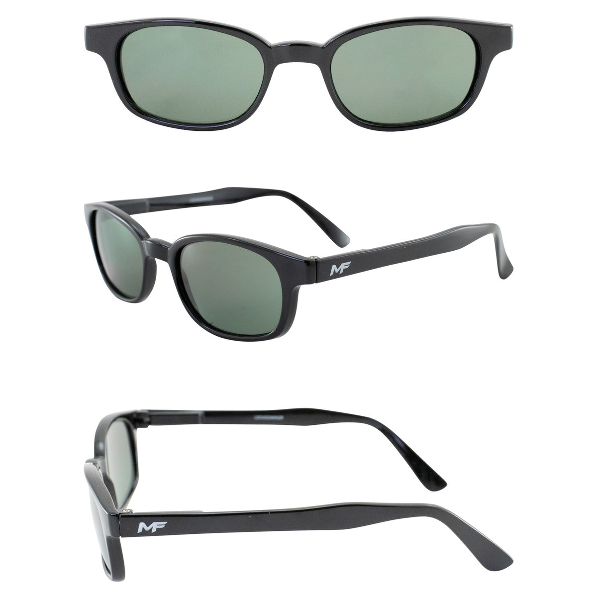 Motorcycle Sunglasses Black Frames Green Lenses UV400 Protection with Pouch