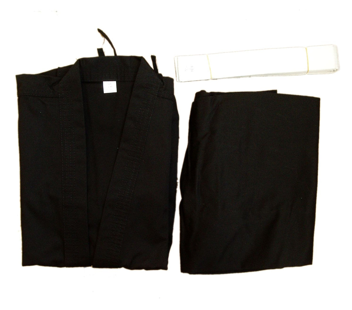 Martial Arts Karate Uniform Gi 7.5oz with White Belt Size 9 - Black